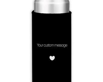 Tu mensaje personalizado en forma de corazón, un aislante delgado para latas, regalo personalizado para el Día de San Valentín.