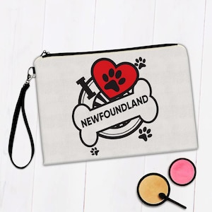 Neufundland: Make-up Tasche Geschenk Hunderasse Haustier Ich liebe meine süßen Welpen Hunde Haustiere dekorativ