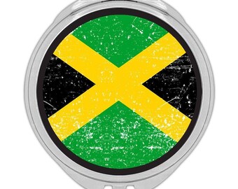 Jamaica Compact Mirror Gift Flag Retro Artistic Jamaican Expat Country