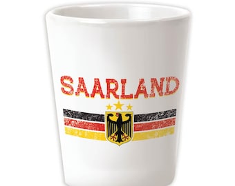 Saarland Tyska örnen Tyskland Keramiskt snapsglas Gåva Vapensköld Flagga Färger Stad Stat