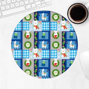 Christmas Llama Mousepad Gift Winter Mood Patchwork Kid Quilt Decor Mexican Cactus Funny