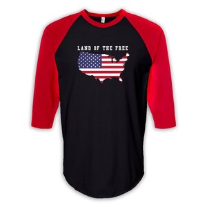 USA Flagge Karte Land der freien Raglan Shirt Geschenk 4. Juli Unabhängigkeit