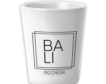 Bali Keramiskt Shotglas Present Kvadratisk Souvenir Resa Strand Indonesien