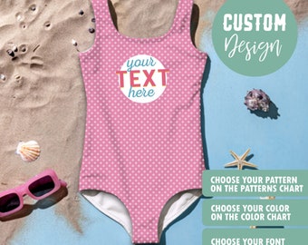 Personalized Girls Swimsuits Customized Bathing Suit Summer Beach Bachelorette Party Gift for Kids Bikini Set One-Piece Swimwear BathingSuit