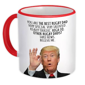 Great RUGBY DAD Gift Funny Trump Mug Rugby Birthday Christmas Sports