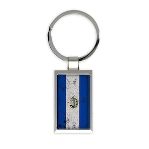 El Salvador Gift Rectangular Keychain Flag Retro Artistic Salvadorean Expat Country