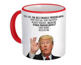 Grande correttore di bozze Braille Divertente tazza Trump Regalo Accessibilità Professioni Compleanno Natale Lavoro