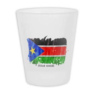 South Sudan Flag Frosted Shot Glass Gift Country Name Original