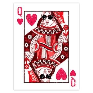 Queen of Hearts Sticker Gift Valentines Day Love Swag Girlfriend Wife Playing Card