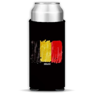 Belgium Flag Skinny Can Insulator Gift Country Name Original