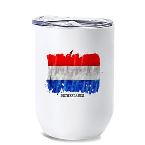 Netherlands Flag Wine Tumbler Gift Europe Travel Expat Country Watercolor