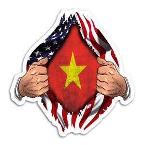 Vietnam Sticker Gift Flag USA American Chest Vietnamese Expat Country