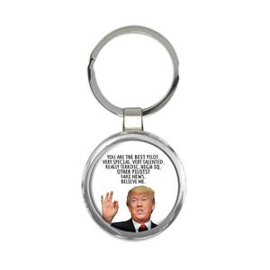 PILOT Funny Trump Gift Round Keychain Best PILOT Birthday Christmas Jobs