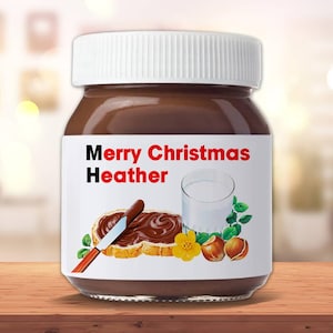 Personalized Label For Nutella Jars Xmas Celebration Sticker Vinyl Custom Christmas Party Favors Fun Gift Personal Jar Name Promotional Logo