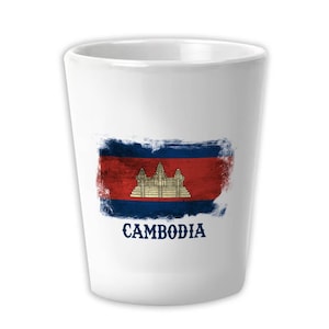 Cambodja keramisch borrelglas cadeau noodlijdende vlag vintage Cambodjaanse expatland