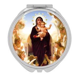 Our Lady of the Angels Compact Mirror Gift Catholic Religious Virgin Mary