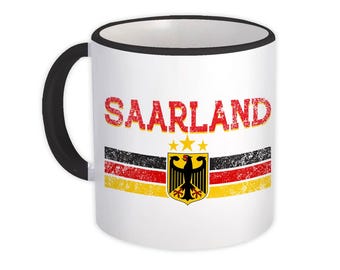 Saarland German Eagle Germany Mug Gift Crest Flag Colors City State