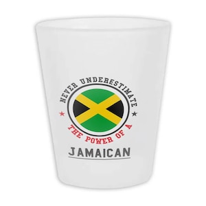 Bandeira de presente em copo de shot fosco da Jamaica Nunca subestime o poder do país dos expatriados jamaicanos