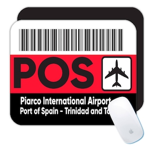 Trinidad and Tobago Piarco Airport Port of Spain POS Mousepad Gift Travel Airline