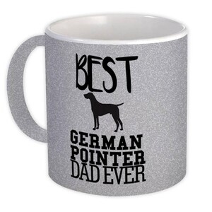 Taza con el mejor regalo para papá de pointer alemán. Silueta de perro. Divertida caricatura de mascota.