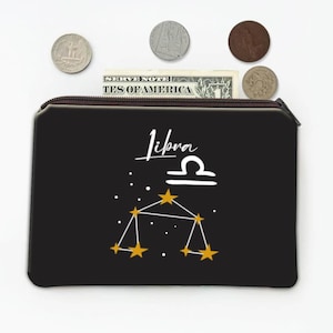 Libra Constellation Coin Purse Gift Zodiac, Sign Horoscope Astrology Happy Birthday Stars
