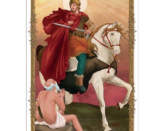 Saint Martin Of Tours Sticker Gift Catholic Church Horse Beggar Christian Faith Religion