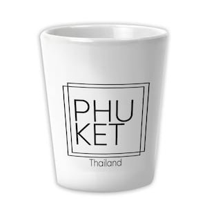 Copo de cerâmica para shot de Phuket, presente quadrado, lembrança de viagem, praia, Tailândia