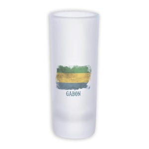 Gabon Frosted Shot Glass Tall Gift Distressed Flag Vintage Gabonese Expat Country