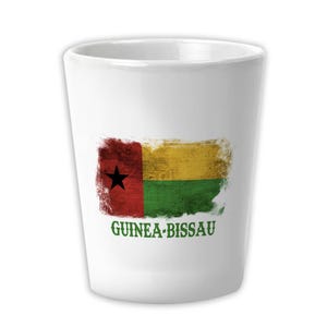 Guinea-Bissau Ceramic Shot Glass Gift Distressed Flag Vintage Expat Country