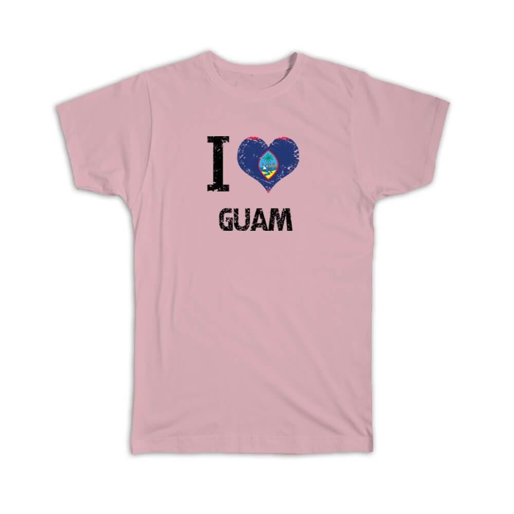 I Love Guam T-shirt Gift Heart Flag Country Crest Guamanian Expat