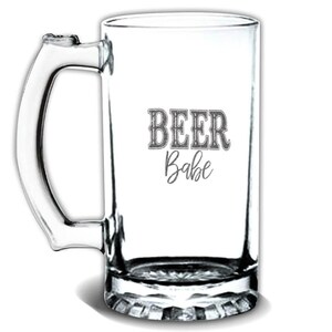 Beer Babe Glass Beer Mug Gift For Beer Lover Drinker Drinks Drinking Alcohol Funny Art Print