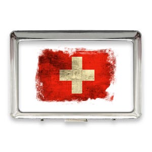Switzerland Gift Coin Bank Distressed Flag Vintage Swiss Expat Country