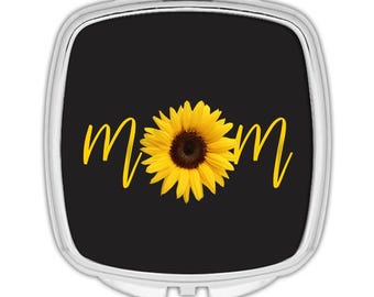 Cadeau tournesol compact pour maman, miroir, fleur, floral jaune, décoration pour elle, féminin, femme, femme
