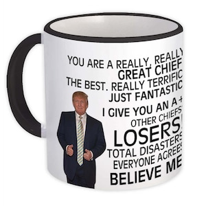 Taza divertida de Trump para el JEFE, regalo ideal para cumpleaños, Navidad y empleos.