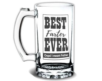 Best Farter Ever Glass Beer Mug Gift Oops I Meant Father DAD Funny Joke Day