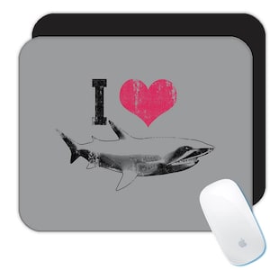 I Love Shark Mousepad Gift Great White Water Animal For Teenager Room Decor Danger