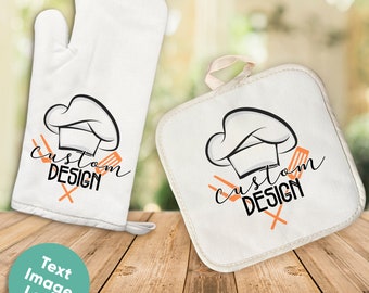 Custom Oven Mitt Kitchen Accessories, Personalized Oven Mitt, Non-Slip Kitchen Glove for Baking, Cooking Gift, Chef Gift Gloves & Pot Holder
