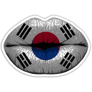 Naklejka z flagą Korei Południowej z ustami, prezent dla emigranta z Korei Południowej