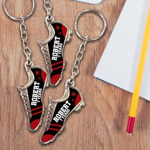 Personalized Metallic Football Boot Keychain, Custom Soccer Club Keychain, Your Club Keychain, Soccer Party Keychain, Bulk Football Key Fob