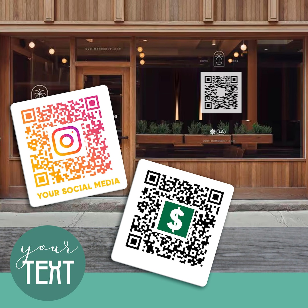 Custom Vinyl Square QR Code Label Personalized Store Front Promoting ...