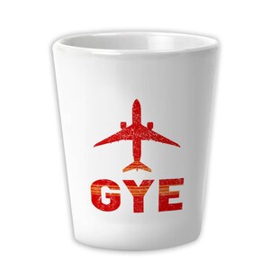 Ecuador Airport Guayaquil GYE Ceramic Shot Glass Gift Travel Airline Pilot AIRPORT