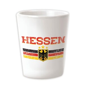 Hessen German Eagle Germany Ceramic Shot Glass Gift Crest Flag Colors City State
