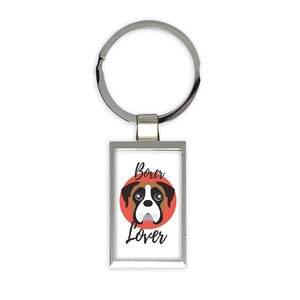 Boxer Lover Gift Rectangular Keychain Dog Cartoon Funny Owner Heart Cute Pet Mom Dad