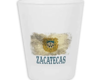 Zacatecas Mexico Frosted Shot Glass Gift Distressed Flag Vintage Mexican Expat Country