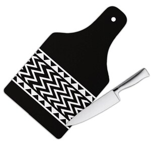 Chevron Schwarz Weiß Schneidebrett Geschenk Fun Design für Home Küche Dekor Tribal Print Coworker