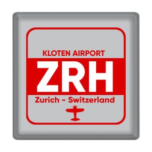 Switzerland Kloten Airport Zurich ZRH Square Ceramic Magnet Gift Travel Airline Pilot AIRPORT