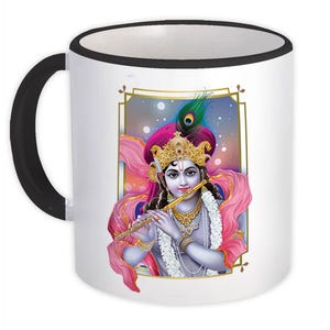 Krishna Hinduism Mug Gift Hindu Religious Art God Poster Vintage India Devotional