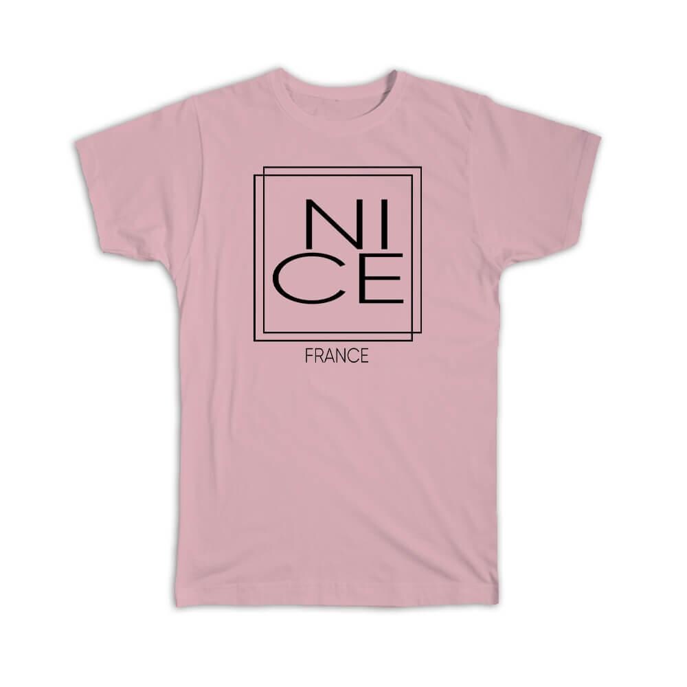NICE France T-Shirt Gift Square Modern Minimalist Font
