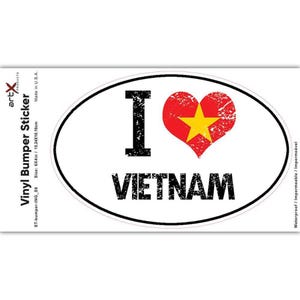 I Love Vietnam Sticker Gift Heart Flag Country Crest Vietnamese Expat