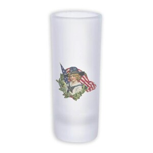 Kid USA Flag Vintage Americana Frosted Shot Glass Tall Gift